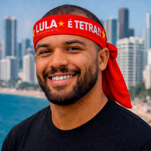 Kit Faixa Cabelo Bandana Vermelha Faz O L Lula É Tetra Vermelho Un