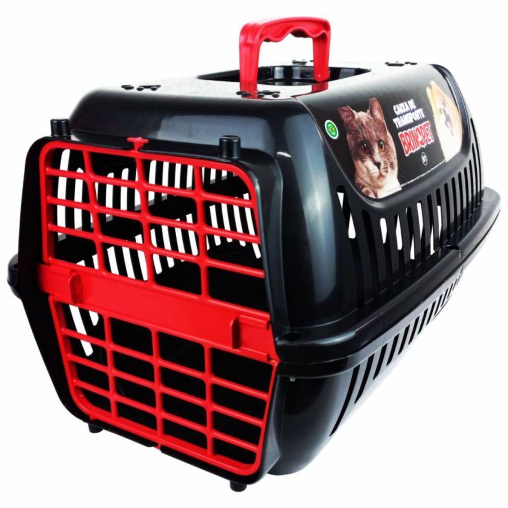 Caixa de Transporte Brinqpet N3 Premium Preto e Vermelho em Oferta na Shopee