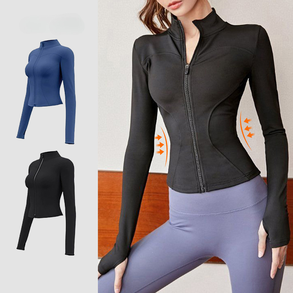 Lux Jaqueta Esportiva Abdômen Anexando Zíper Fitness Running