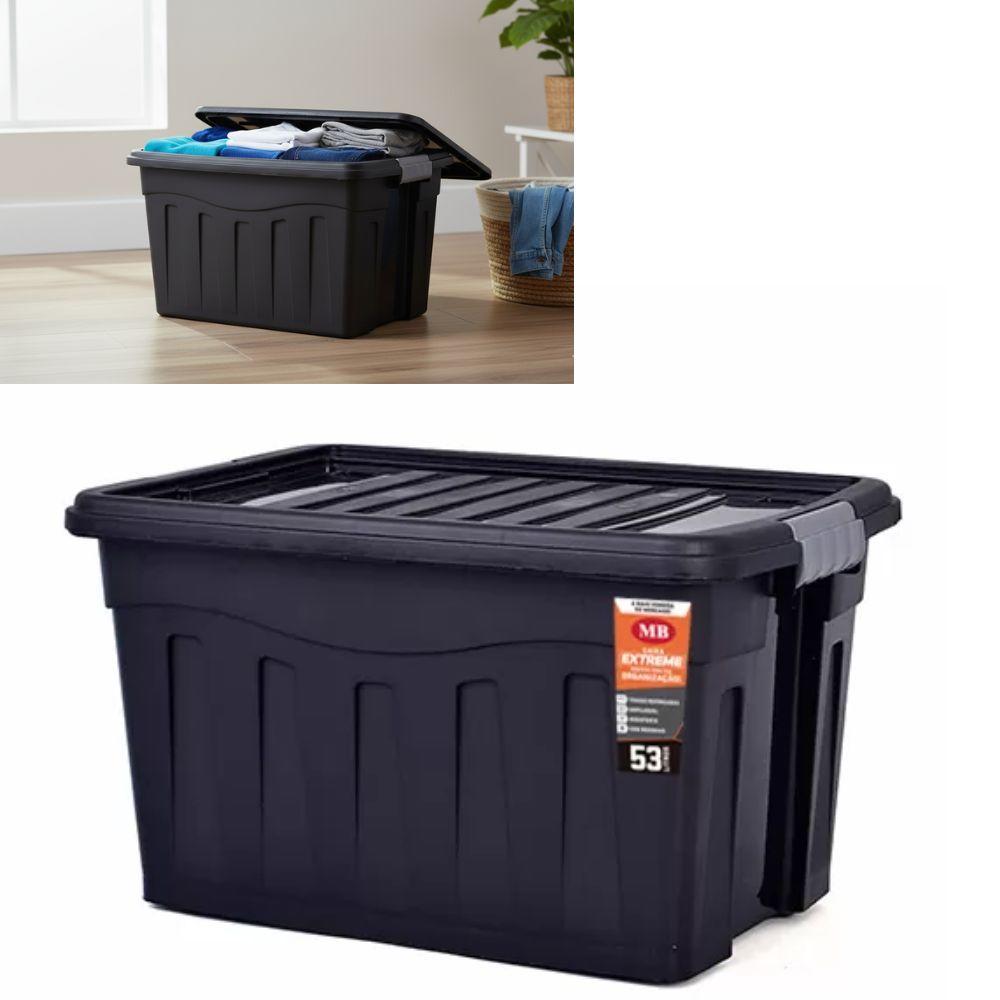 CAIXA ORGANIZADORA EXTREME GIGANTE 53 LITROS RODINHAS PROFISSIONAL CONTAINER CARRINHO MUDANÇA