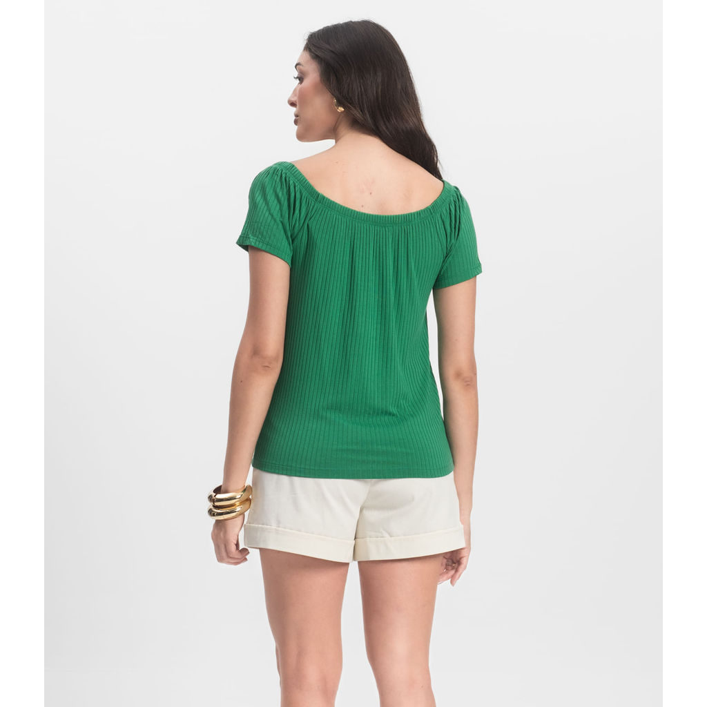 Detalhes do Blusa Feminina Canelada Infinita Cor Verde