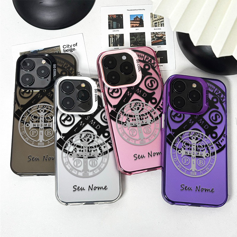 Capinha personalizada Medalha São Bento 2 para iPhone 7 8 11 12 13 15 14 16 17 pro max xr xs max 7 8 16 plus capa
