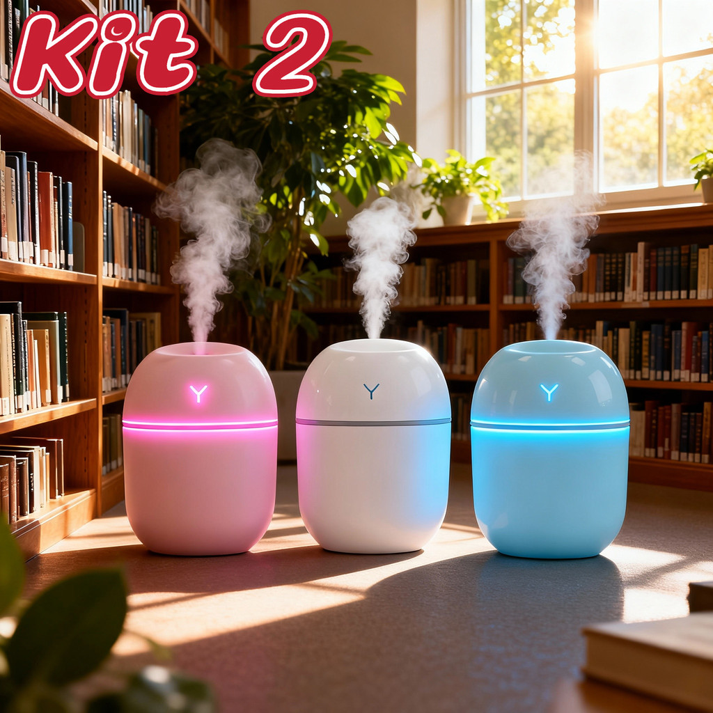 Kit 2 Difusor de Ar Egg 200ml Umidificador Aromaterapia LED para Casa e Escritório