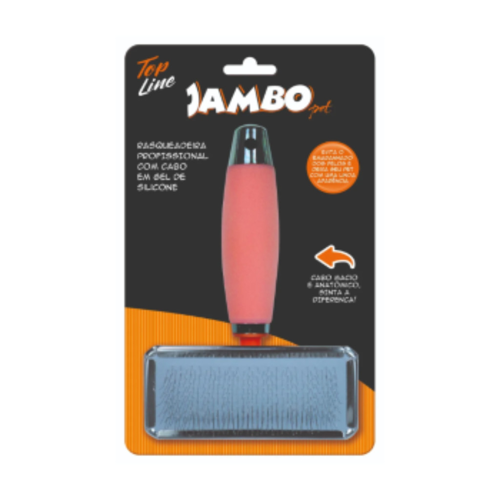 Rasqueadeira Pet Profissional Top Line Cabo Anatômico Silicone Media - Jambo