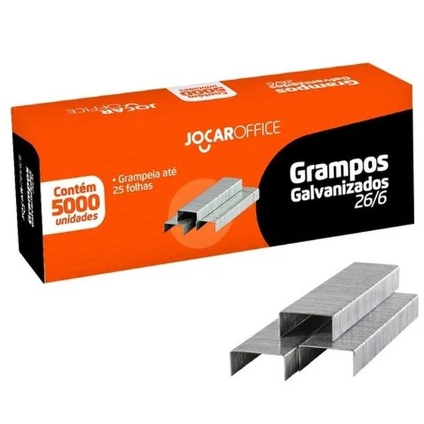 Caixa de Grampos 26/6 Galvanizado C/5000 Unidades para Grampeador | Jocar Office Leonora