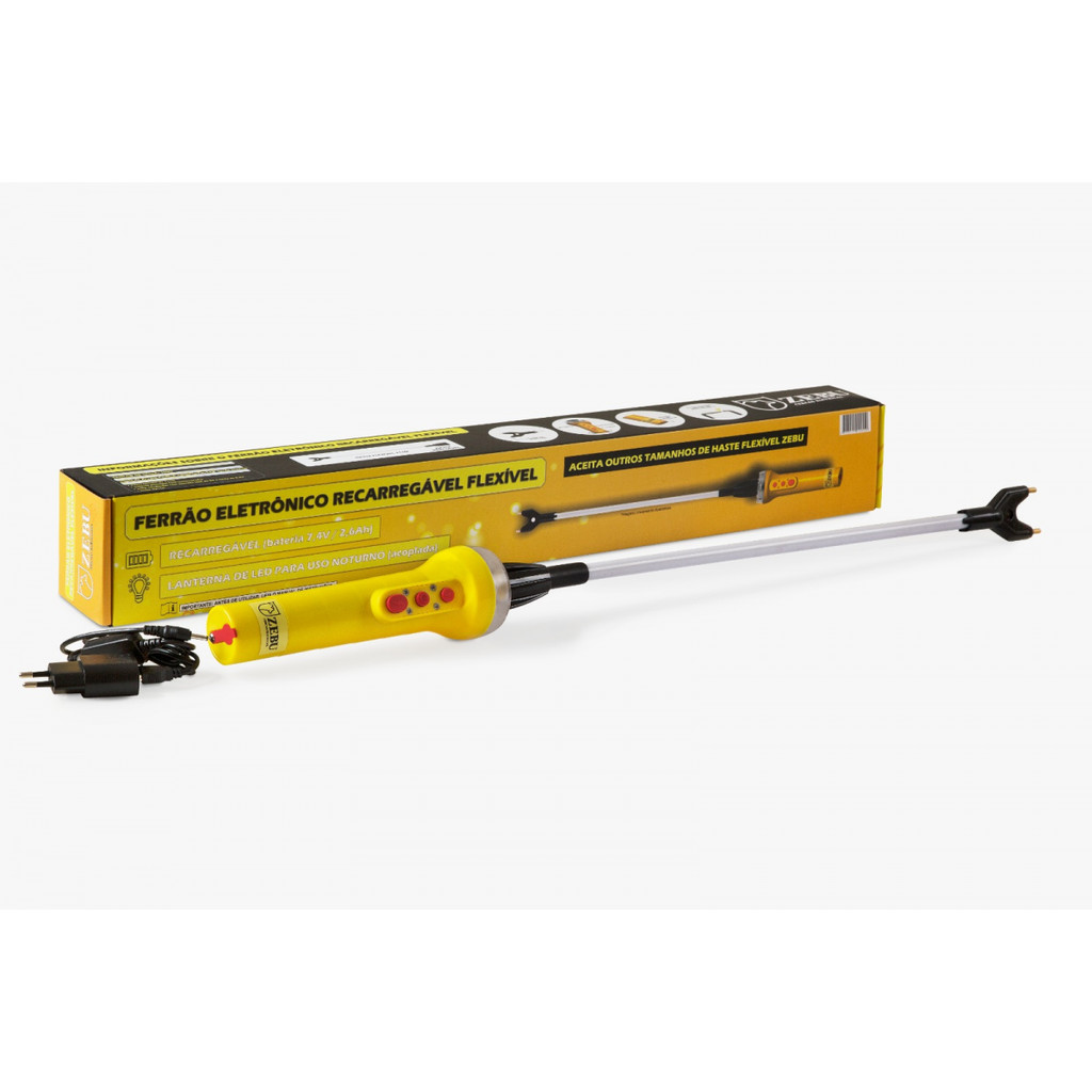 Ferrão Eletrônico Recarregável Flexível Zebu  4626-4 Lanterna de LED acoplada ao módulo principal haste flexível de 71cm