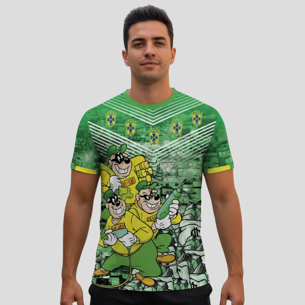 Camiseta Brasil Copa Do Mundo Mandrake Tio Patinhas Dry Fit Camisa Irmãos Metralha