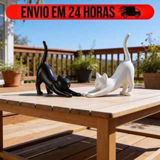 Estátua de Gato Minimalista Decorativa – Enfeite Moderno para Sala e Escritório em Oferta na Shopee
