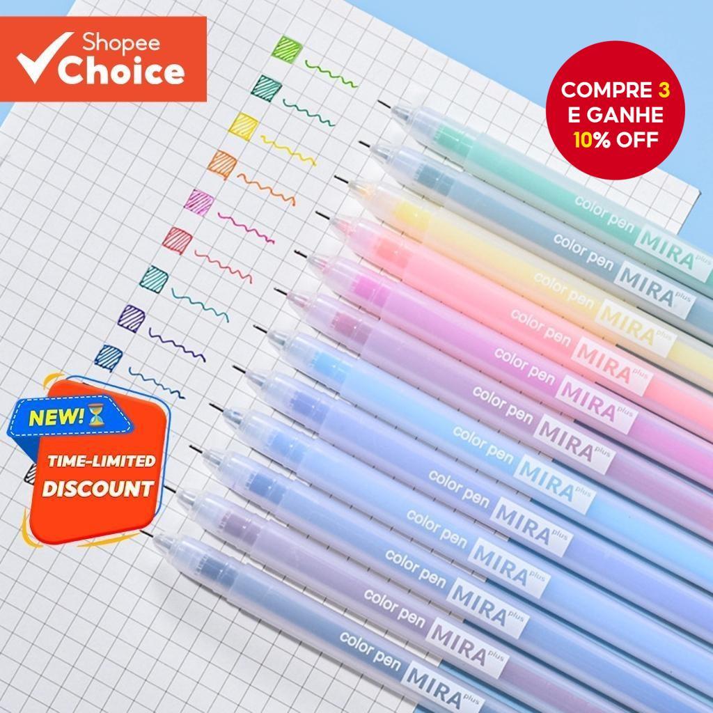 12 Peças/Caixa/12 Cores Caneta Neutra Esferográfica 0.5 Mm Ponta Fina Kawaii Fofa Material De Escritório Escrita Escolar