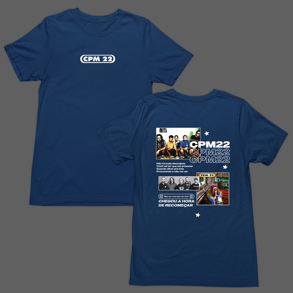 [Camiseta Premium em Algodão Puro]TT Camiseta Básica Camisa T-Shirt CPM22 Banda Punk Rock Recomeçar Unissex