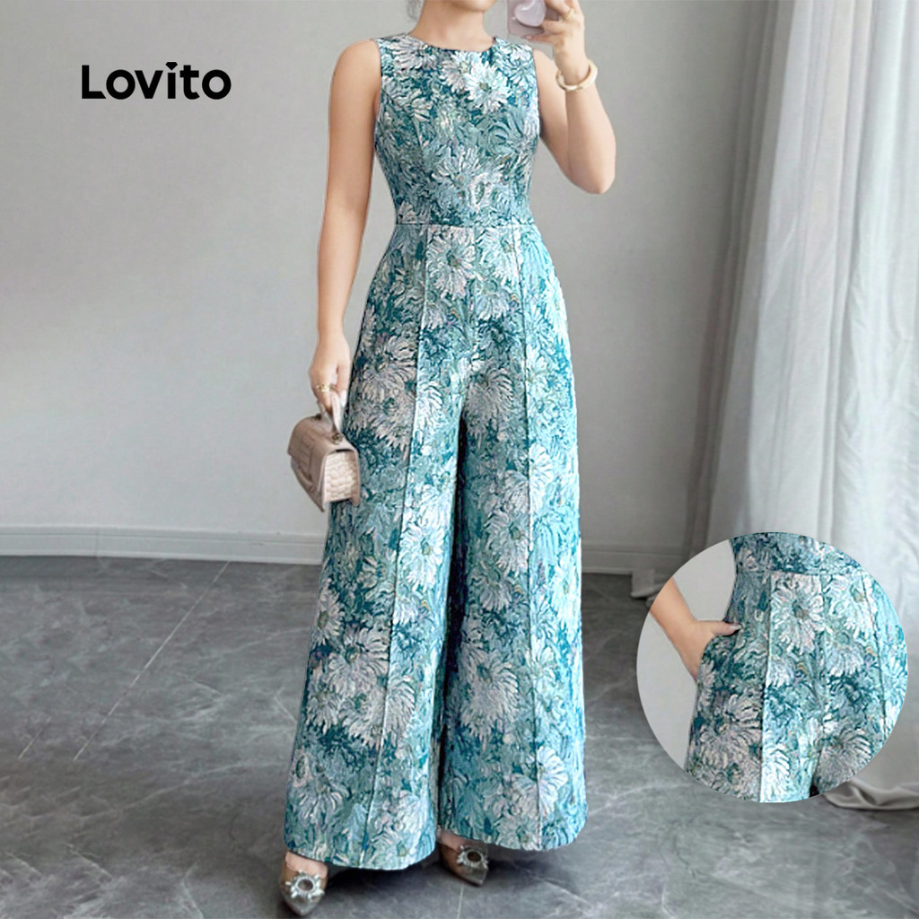 Lovito Macacão Boho com Zíper Primavera/verão Macacão Azul para mulheres L167ED011 em Oferta na Shopee
