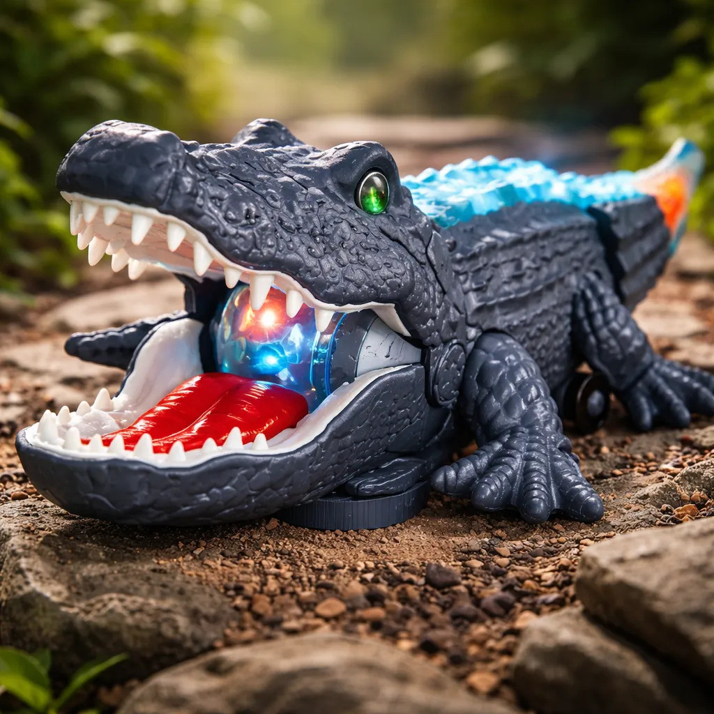 Crocodilo Jacaré Ataque Brinquedo Interativo Com Som Movimento E Luzes Jacarezinho Musical Infantil