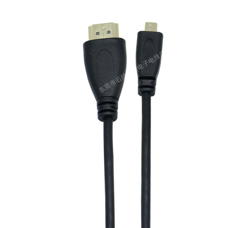 Cabo de conversão Micro HDMI para HDMI 4K com conector micro HDMI para conexão de câmera e tablet.