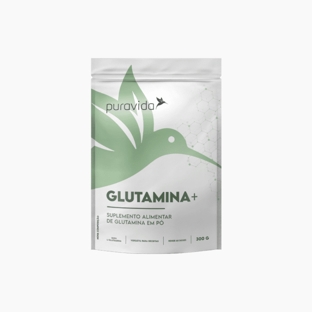 Glutamina 300g Sem Sabor Pura Vida L-Glutamina