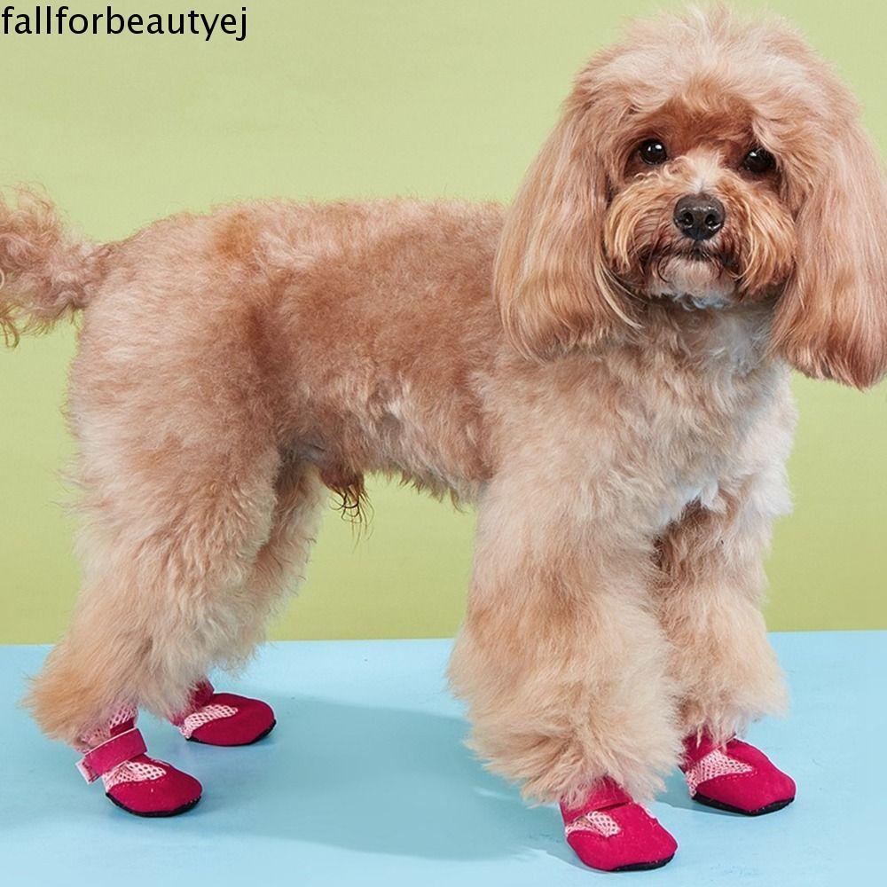 FALLFORBEAUTYEJ 4 Unidades/Conjunto Sapatos Para Cães De Estimação , Botas De Chuva Protetoras Respiráveis Animais Curta