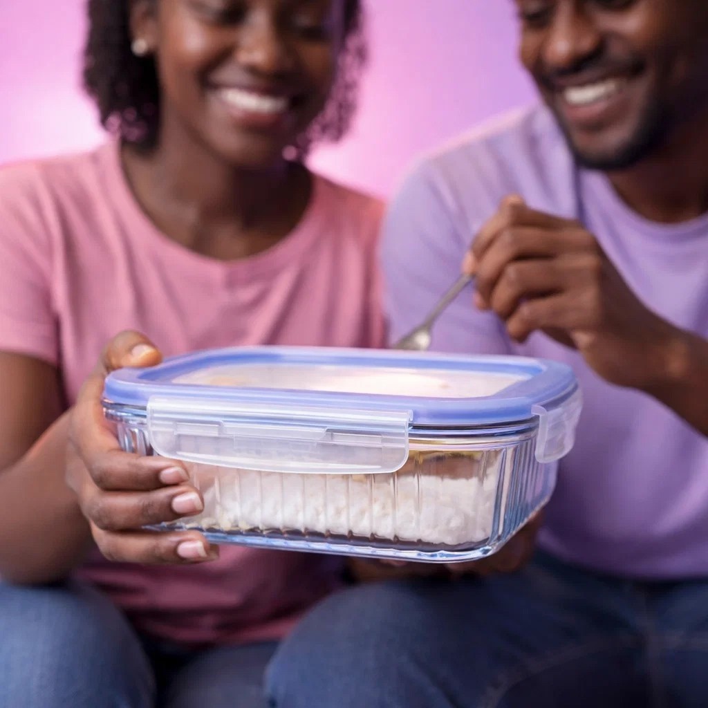 Pote hermético retangular 640ml tampa vedação segura cozinha armazenar alimentos Super achadinho
