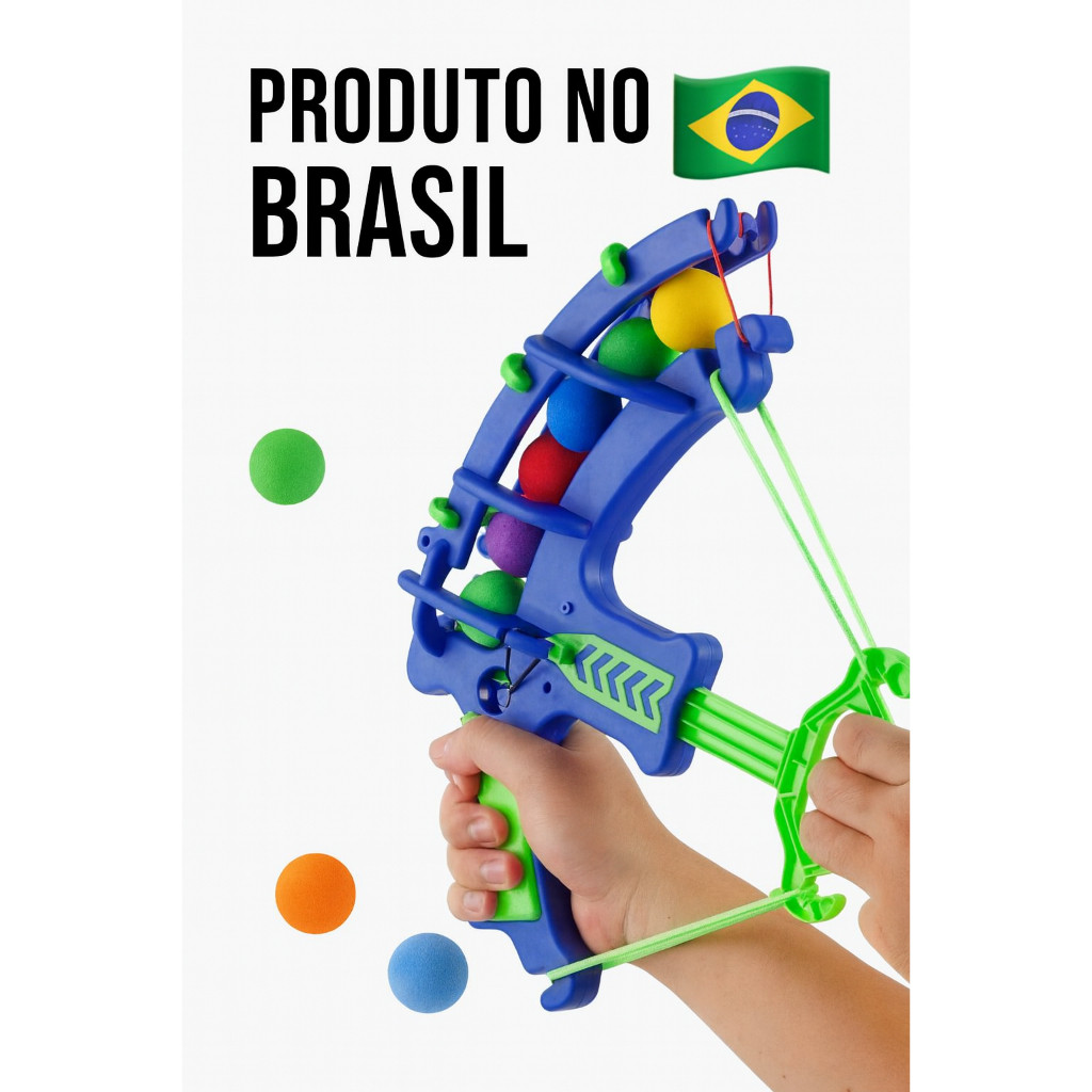 Arco e flecha laçador de bolinhas com alvo ( 5 bolinhas e 6 alvos )Azul
