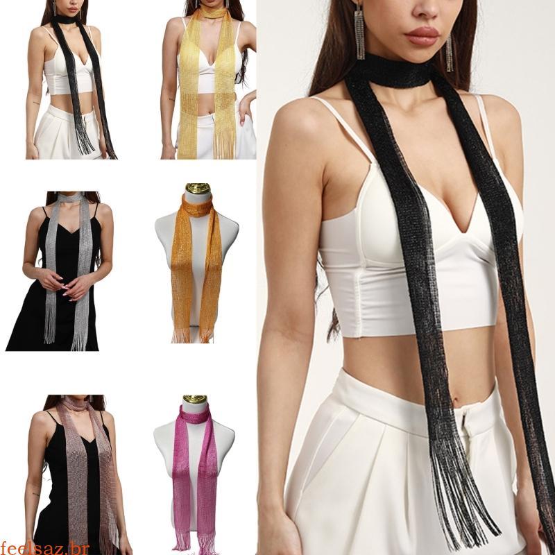 feelsaz Lenço Transparente Para Festa Formatura Feminina, Borlas Renda, Casamento