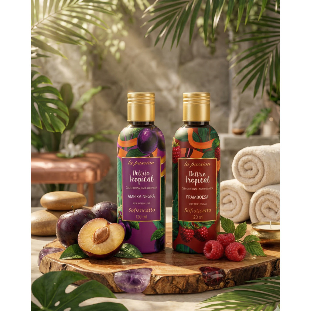 Óleo Corporal Hidratante Para Massagem Ameixa Negra e Framboesa Perfumado 120ml