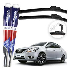 Jogo Palhetas Limpador de Parabrisa Silicone Chuva Gancho Universal Nissan Versa 2011 Até 2020