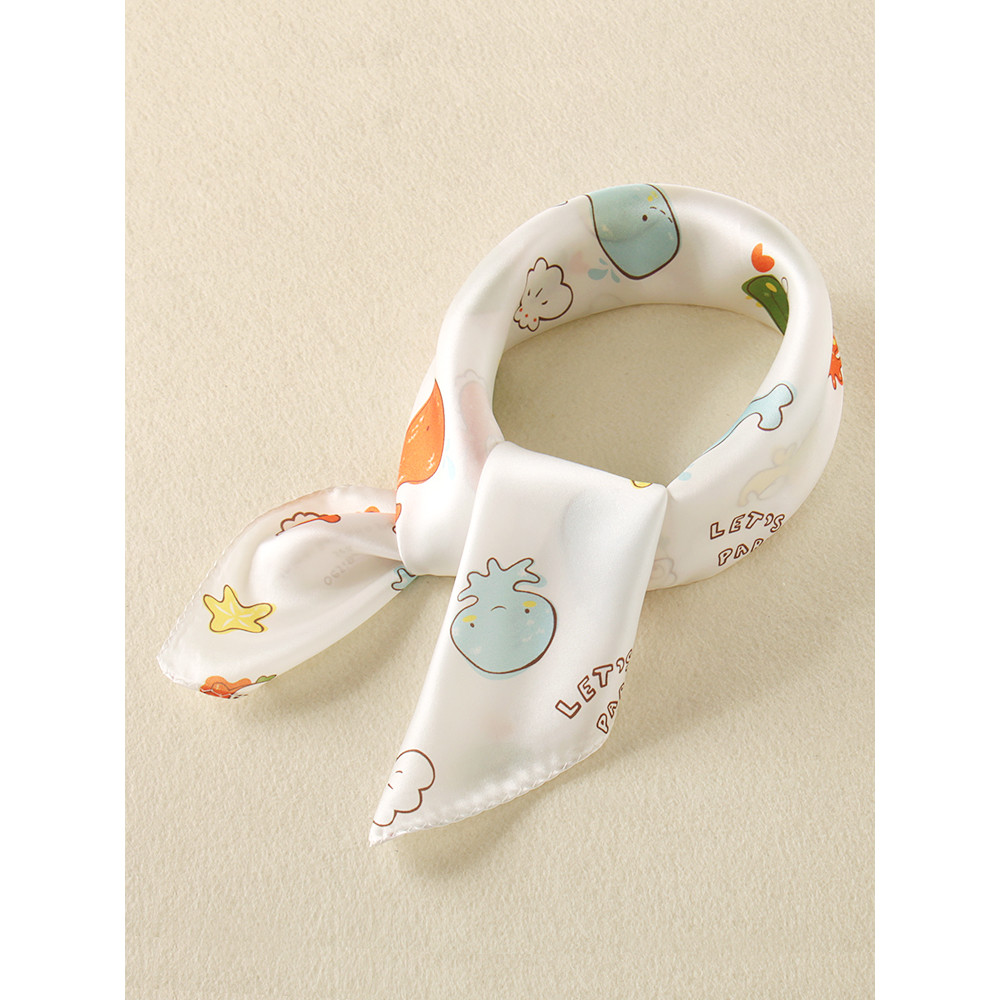 Crianças lenço de seda bebê lenço quadrado amoreira seda menina dos desenhos animados triângulo cachecol primavera outon