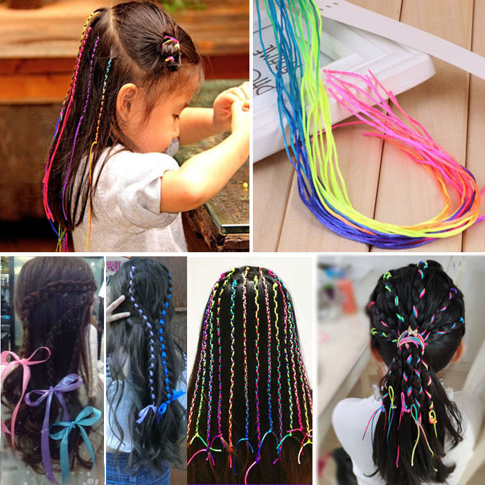 Pequena fada mágica trançada cabelo rio corda colorida tranças sujas chapéu infantil fita de dança de rua trançada na mo