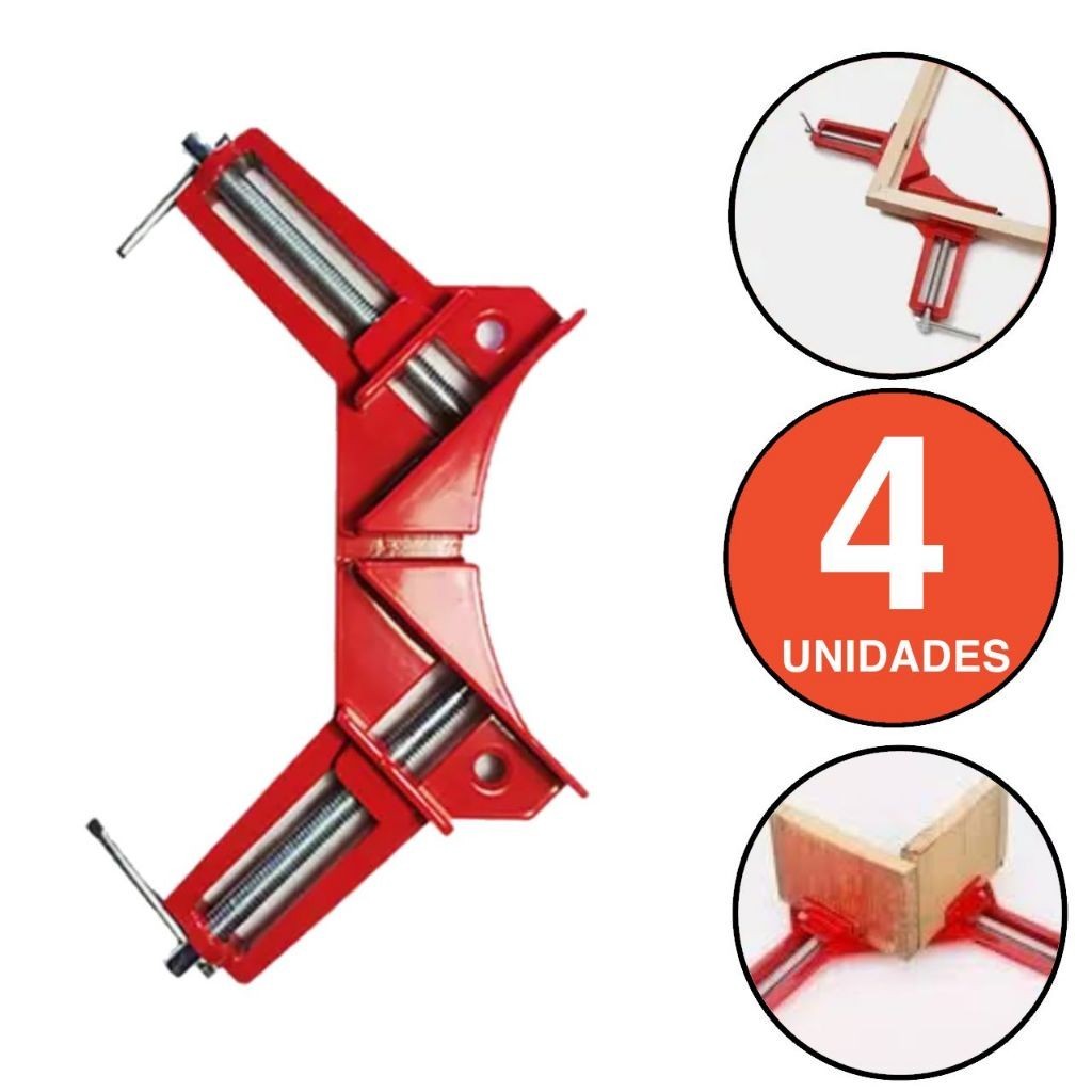 Kit 4 Grampos Sargento Angular 90° Graus 3" Polegadas REFORÇADO 100% EM AÇO