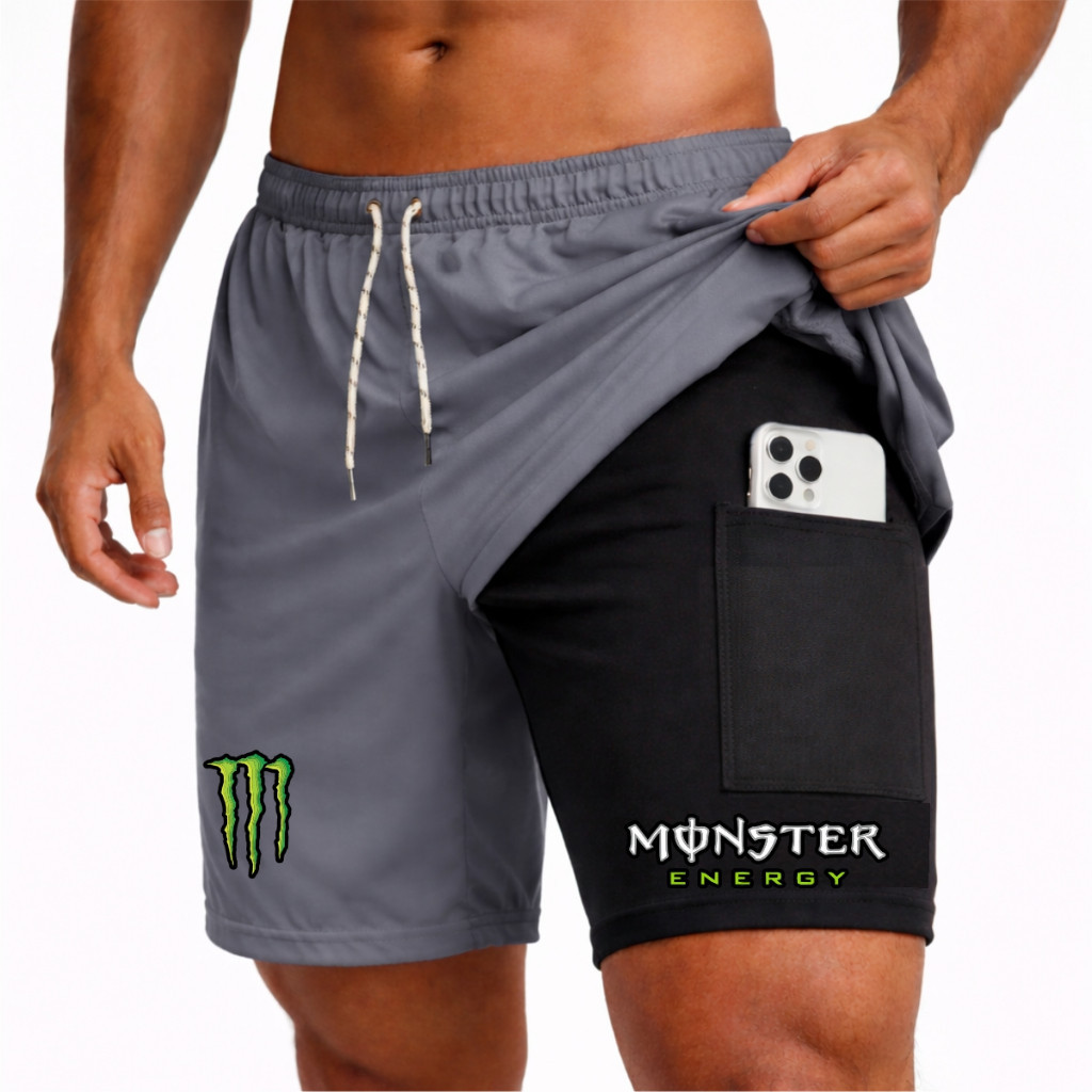 Bermuda Masculina Compressão 2em1 DryFit + Elastano Academia Corrida Bike Crossfit
