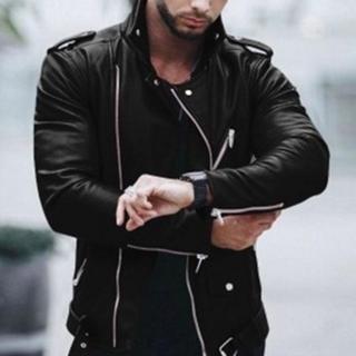 Jaquetas De Couro Masculinas Outono Manga Comprida Gola