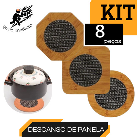 Kit 8 Descanso de Panela Bambu Redondo Porta Panela e Travessa para Mesa Cozinha Achadinhos da Shoppe Casa Baratinho