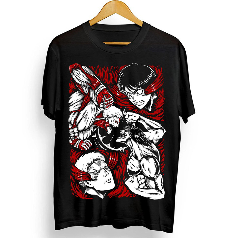 Camiseta Masculina Feminina Estampa Mikasa vs Armored Titan Attack on Titan T-shirt Unissex Streetwear Envio Imediato