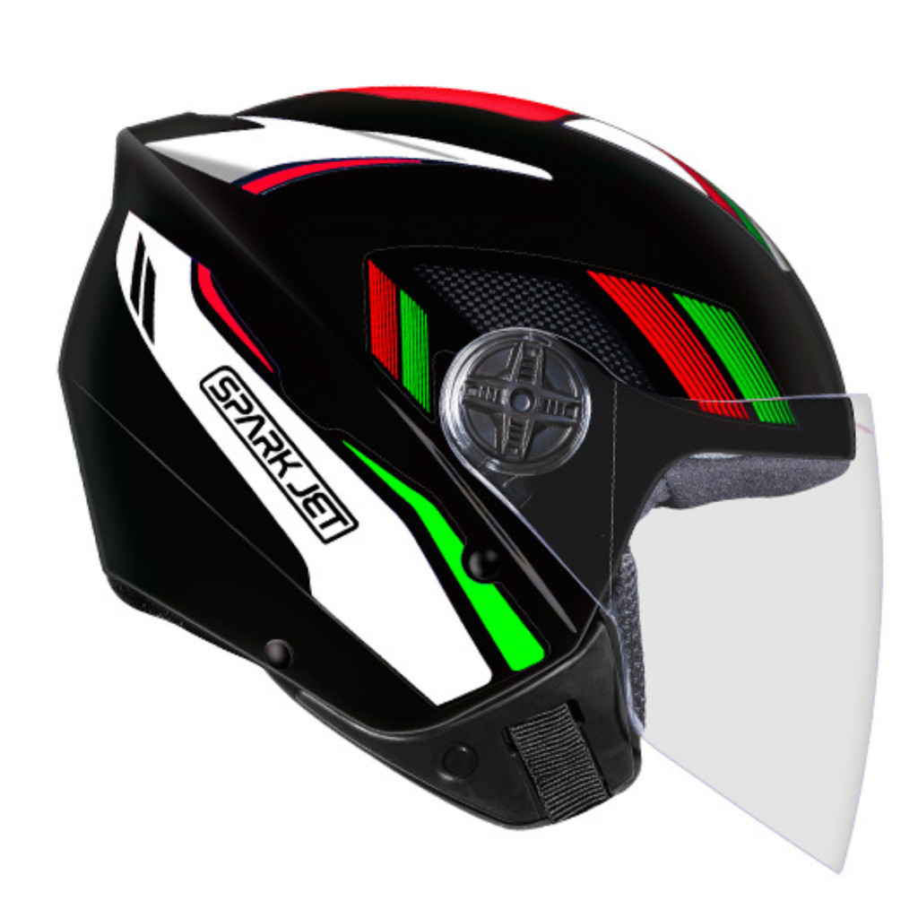 Capacete Ebf Spark Jet Sting  Aberto Branco Vermelho Verde
