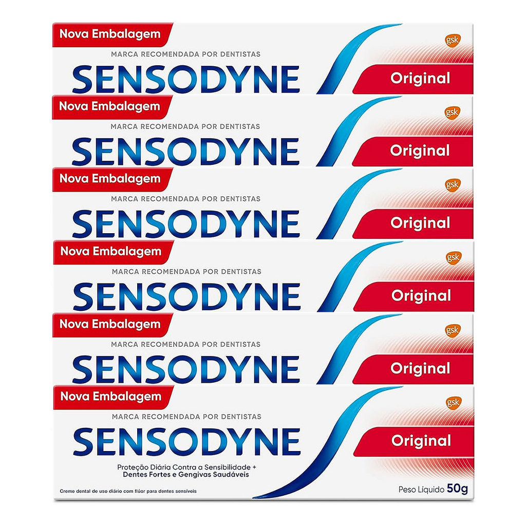 Kit 6x Creme Dental Sensodyne Original para Dentes Sensíveis 50g