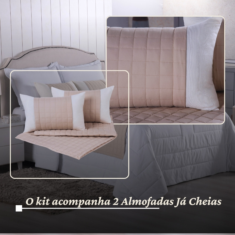 Detalhes do Kit Peseira Queen 5 Peças 300 Fios Copacabana Com 2 Almofadas Cheias Luxo e Conforto para Sua Cama