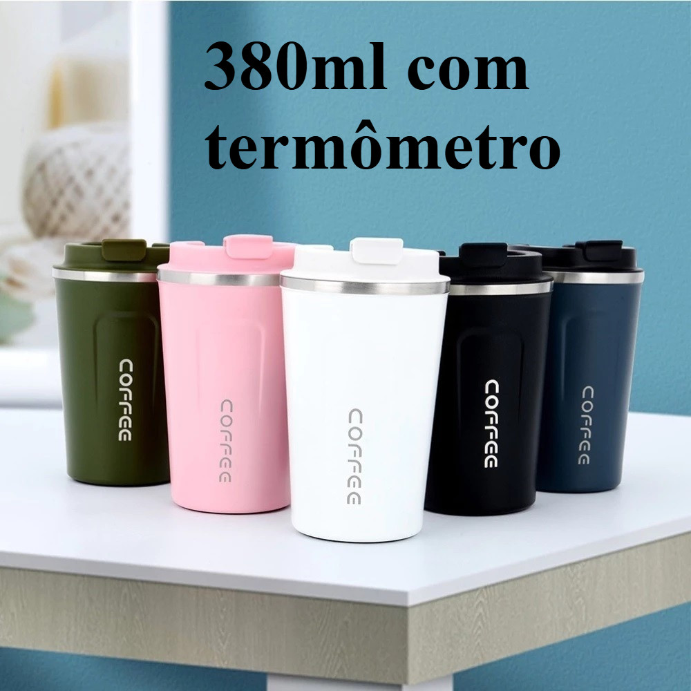 Copo Térmico Inox Café Chá Anti-vazamento Vacuum  380ml com termômetro super qualidade