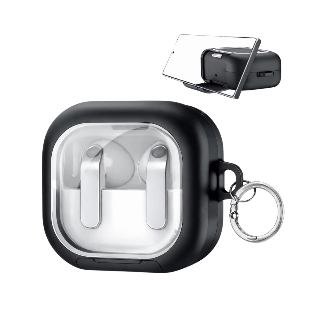 Capa Protetora Glass Nerdcase para Samsung Galaxy Buds 4, Preta e Transparente, 