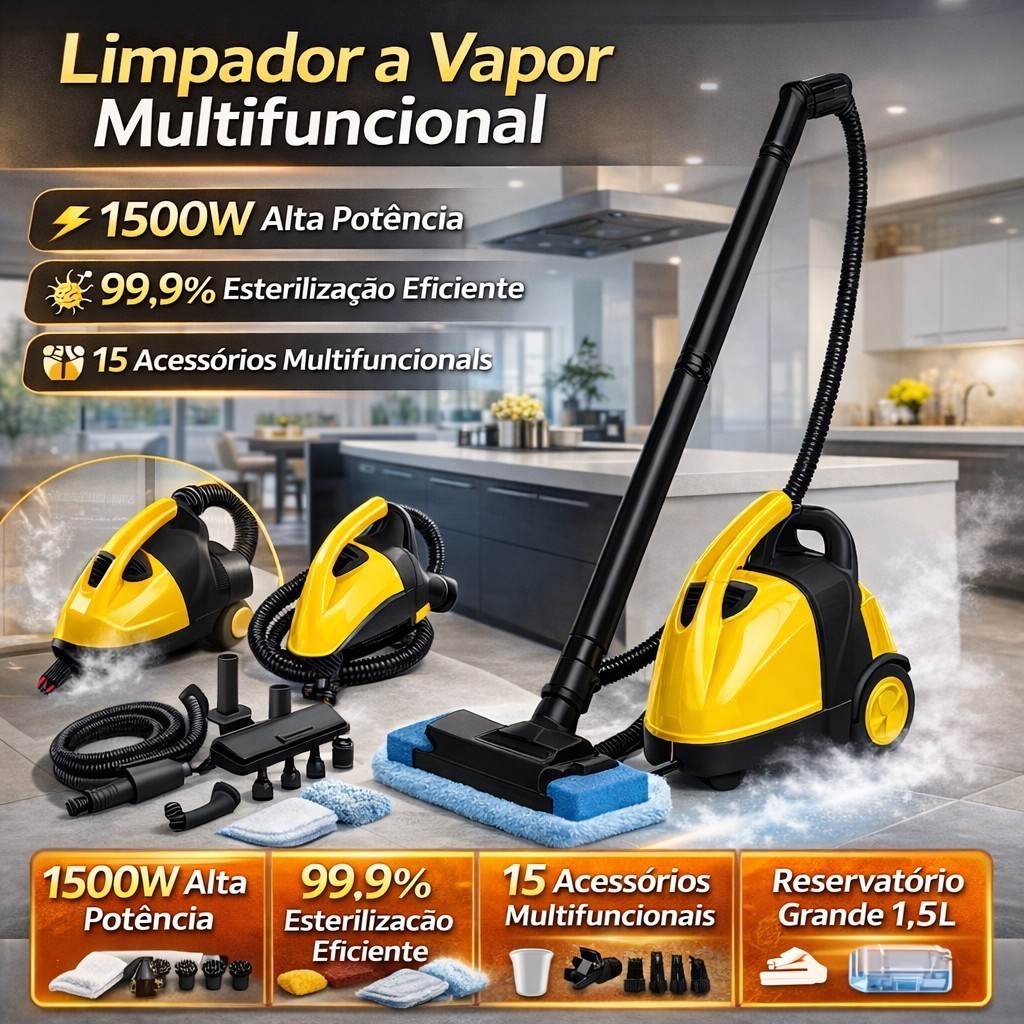 Máquina de Limpeza a Vapor Potente – Remove Gordura e Sujeira Sem Químicos, Higienização Profunda