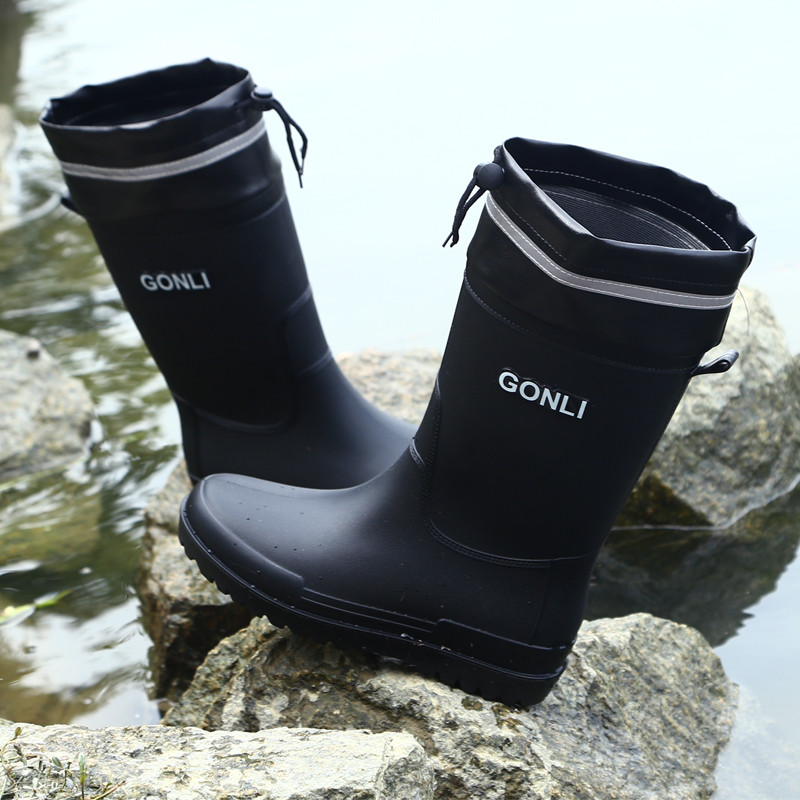 Botas de chuva antiderrapantes britânicas Botas de chuva masculinas de cano médio impermeáveis antiderrapantes para cant