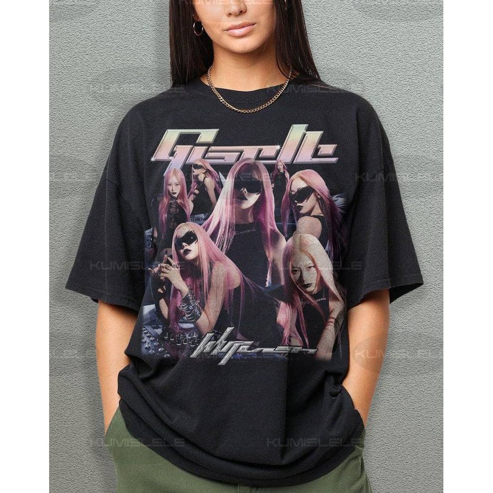 「Cute Girl」Camiseta Giselle Aespa Whiplash Parallel Lines Tour Estampa Exclusiva Confortável Moderna Estilosa Moda KPop