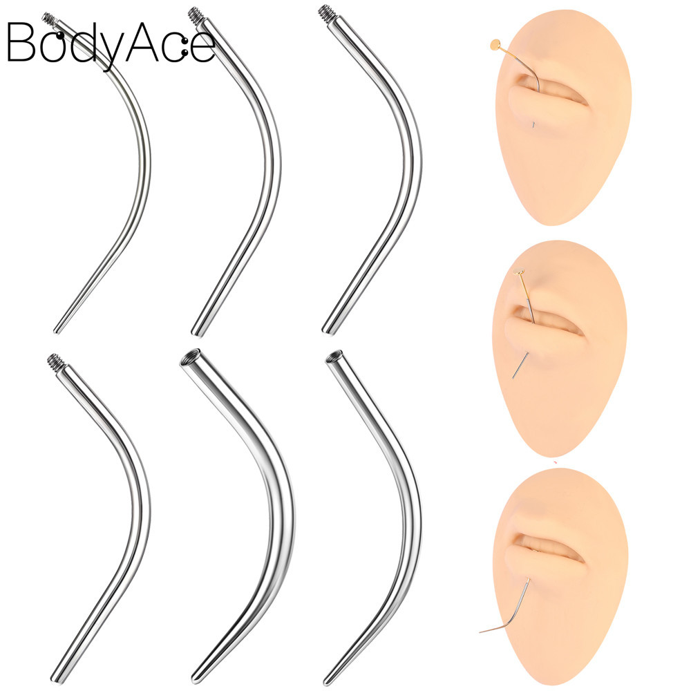 1 Pc 12G/14G/16G/18G/20G Guia Agulha Piercing Ferramenta De Aço Inoxidável Nariz Linha Lábio