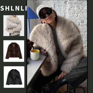 Americano High Street Grosso Solto Casaco De Pele Para Outono Inverno Feminino Gola Grande Quente Curto Ins Estilo Jaque em Oferta na Shopee