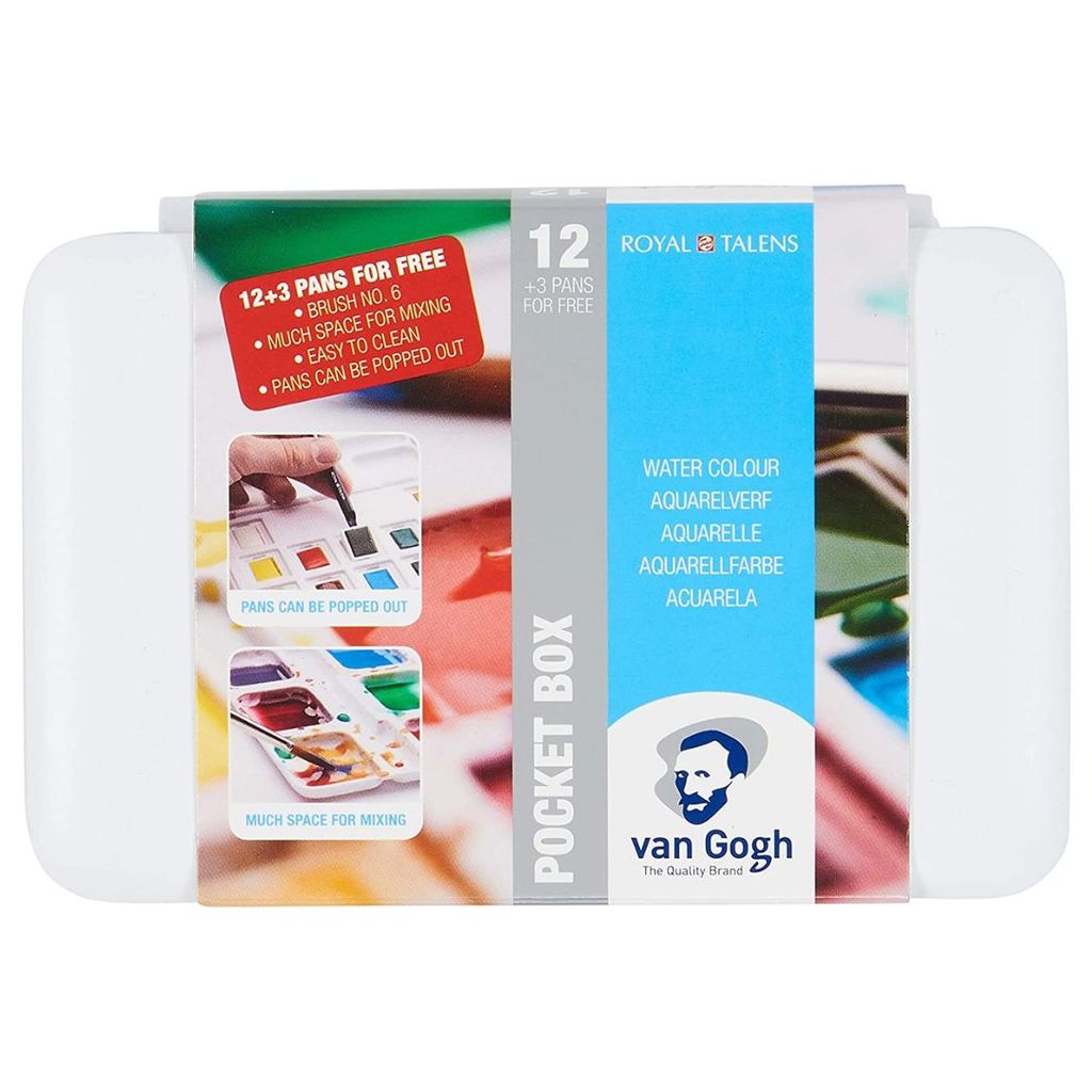 Aquarela Pastilha Talens Van Gogh Pocket Box Estojo 12 Cores + 3 Grátis 20808632