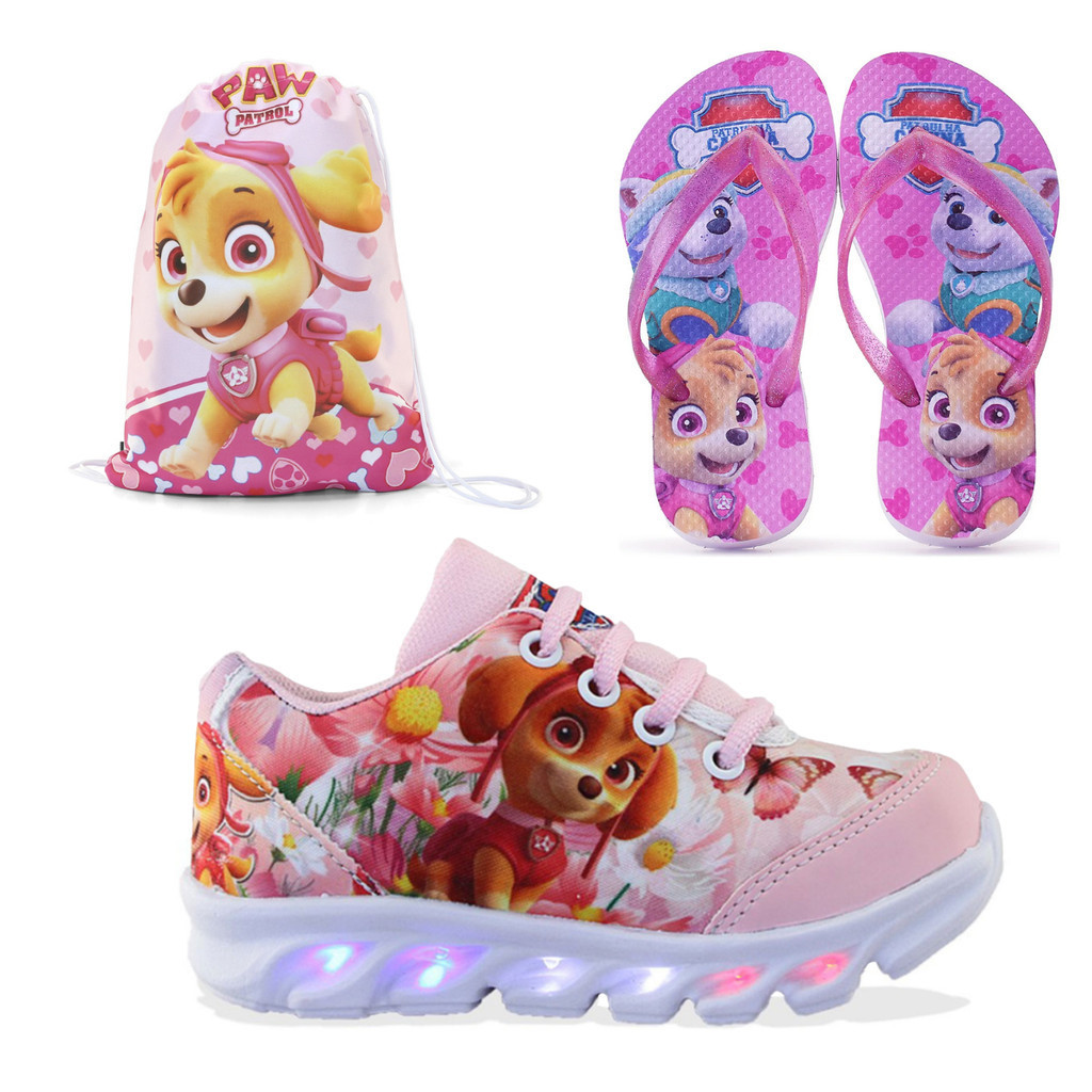 Kit Tênis de Led com Mochila e Chinelo Confortável para Escola e Passeio em Oferta na Shopee