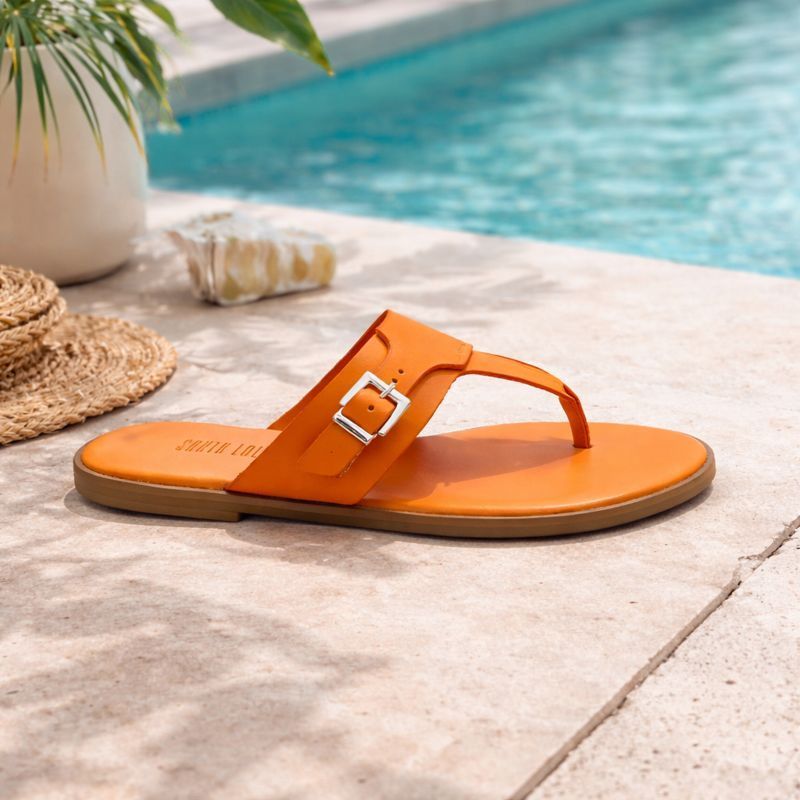 Sandália Feminina Rasteira Santa Lolla – Tendência Verão | Elegante, Leve e Confortável Laranja