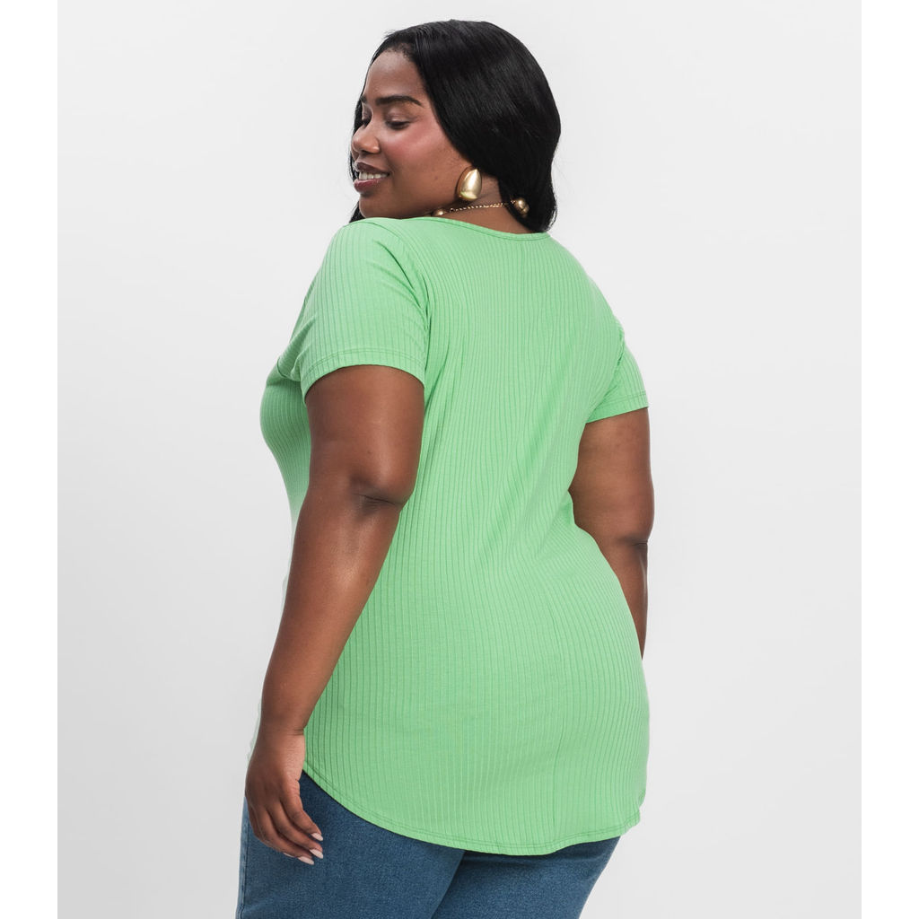 Detalhes do Blusa Feminina Plus Size da Infinita Cor Verde