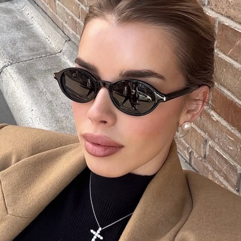 Óculos De Sol Femininos Ovais Retrô Masculinos E De Armação Pequena em Oferta na Shopee