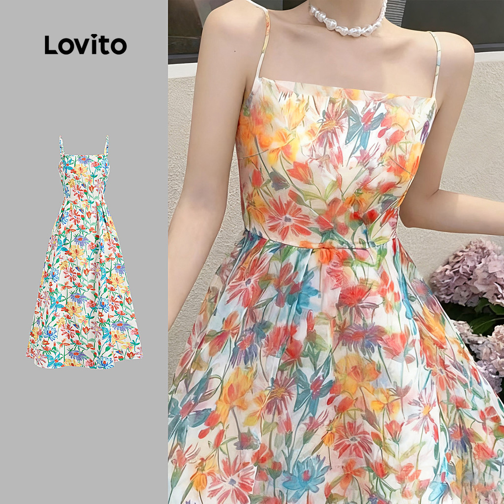 Lovito Vestido Elegante com Zíper para Primavera/verão para Mulheres L149LD603 em Oferta na Shopee