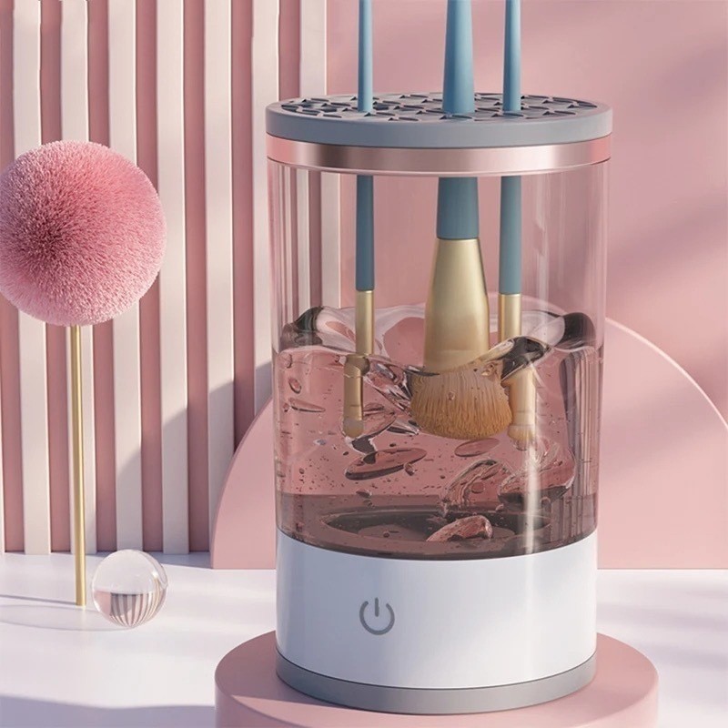Limpador Pincel Esponja Maquiagem Elétrico USB Automático Recarregável Lava Seca Armazena Bivolt pratico 