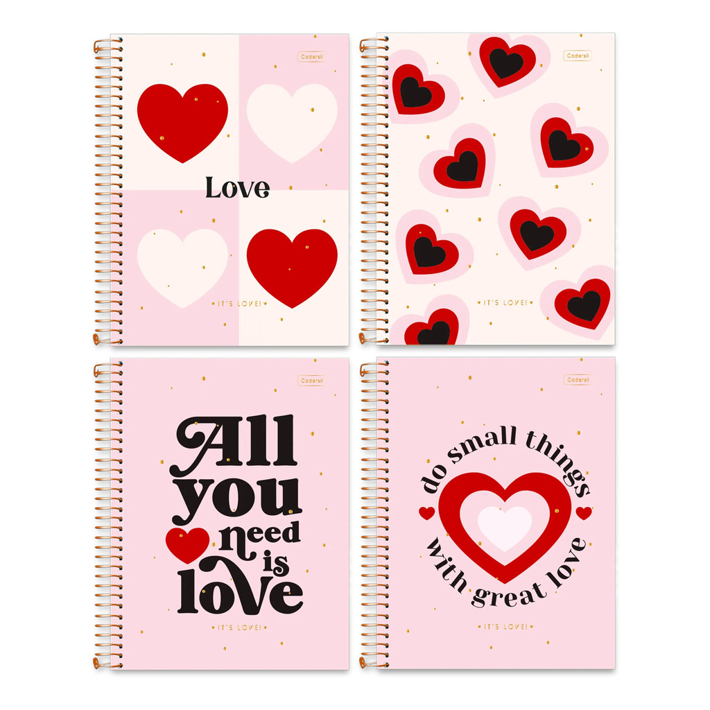 Caderno universitário 15 matérias Its Love 240 folhas Cadersil em Oferta na Shopee