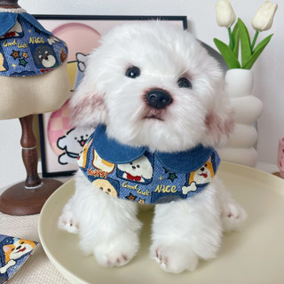 Cão Gato Babador Acessório Bonito Dos Desenhos Animados Denim Babar Toalha Pet Ajustável Triângulo Boneca Colar Cachecol
